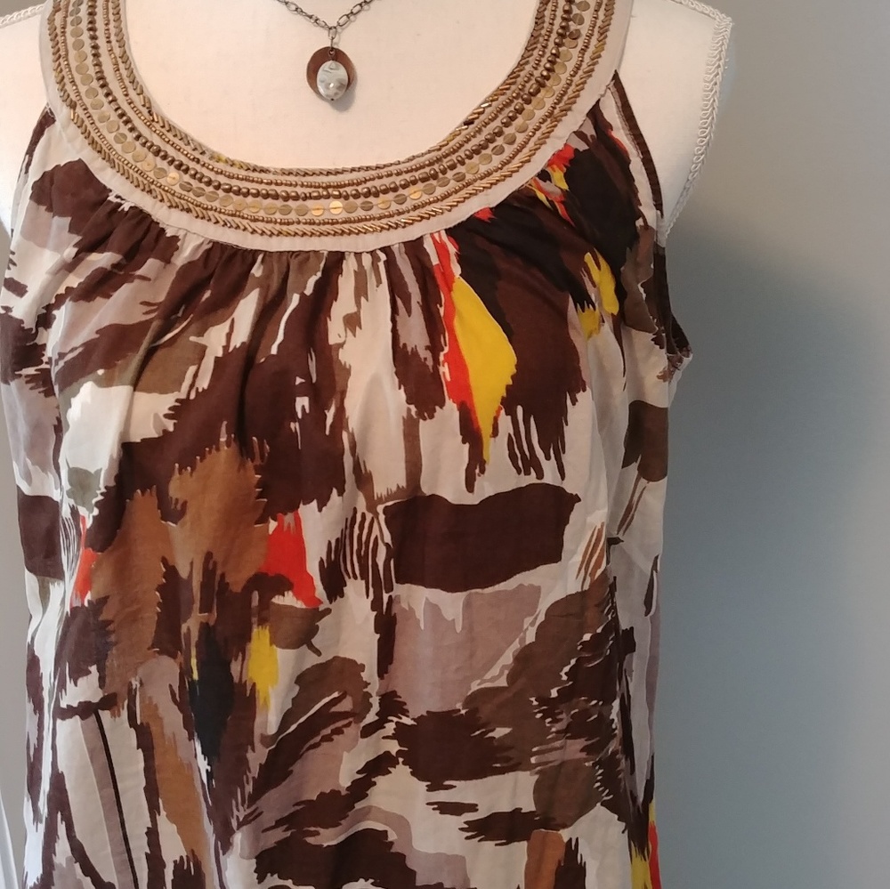 Bohemian style New Directions weekend beaded top.